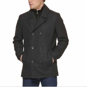 Kenneth Cole Men's Wool Blend Peacoat, Gray (XL)